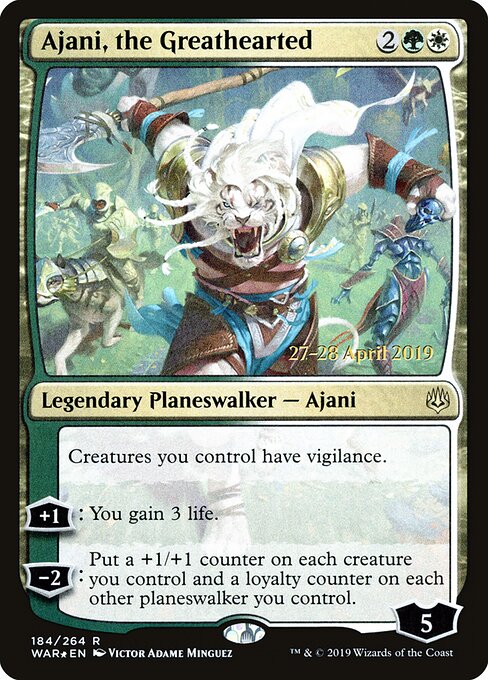 MTG Ajani, the Greathearted PWAR 184S Prerelease Promo Foil front