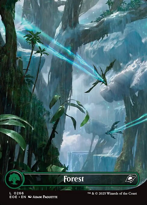 MTG Forest EOE 266 Borderless Celestial Basic Land Nonfoil