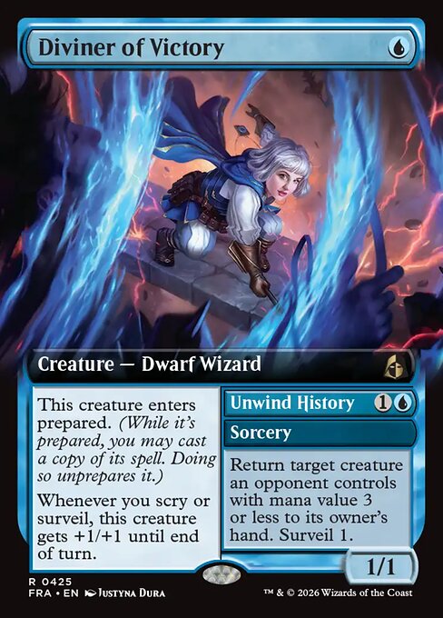 MTG Diviner of Victory // Unwind History FRA 425 Extended Art Nonfoil front
