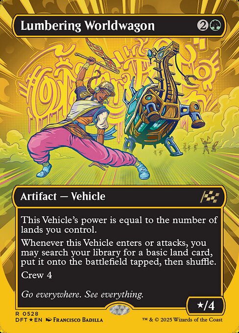 MTG Lumbering Worldwagon DFT 528 Borderless Revved Up First-Place Foil
