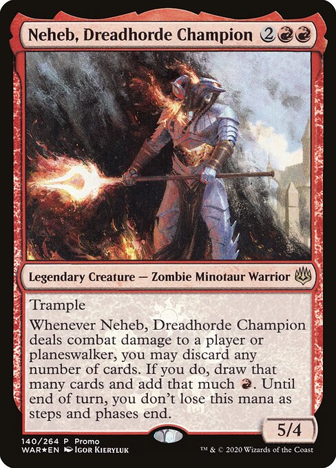 MTG Neheb, Dreadhorde Champion PWAR 140★ Japanese Promo Foil front