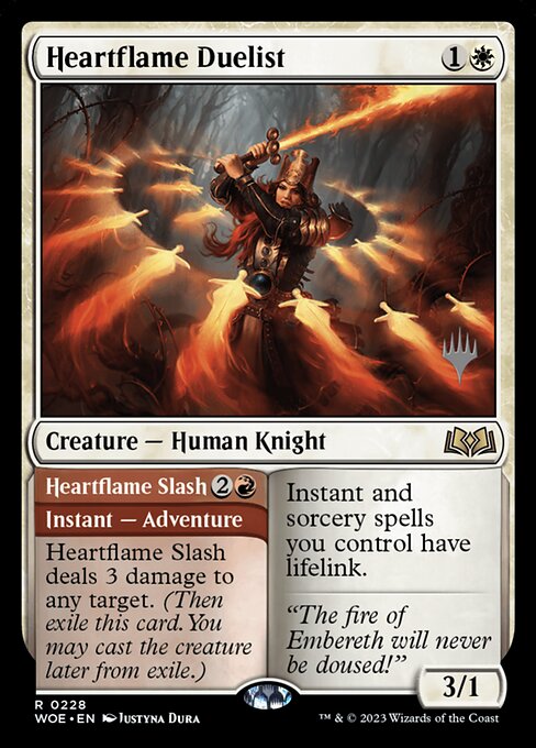 MTG Heartflame Duelist // Heartflame Slash PWOE 228p Promo Pack Foil
