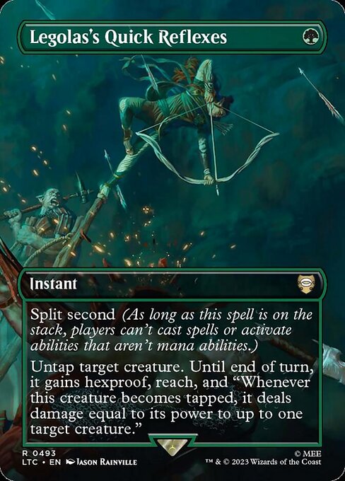 MTG Legolas's Quick Reflexes LTC 493 Showcase Ring Foil