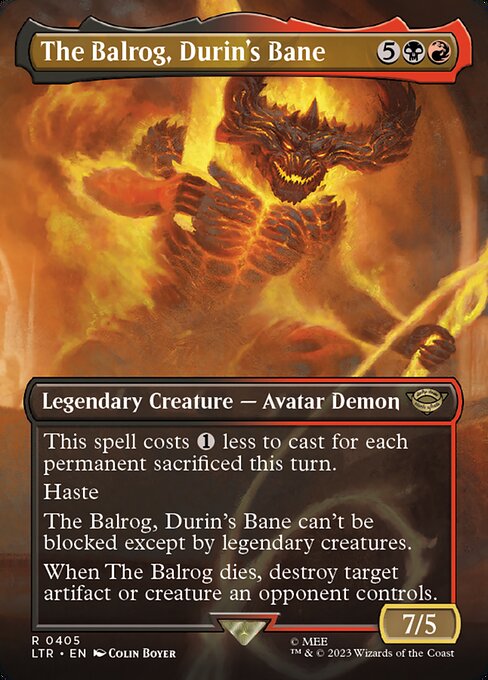 MTG The Balrog, Durin's Bane LTR 405 Borderless Nonfoil