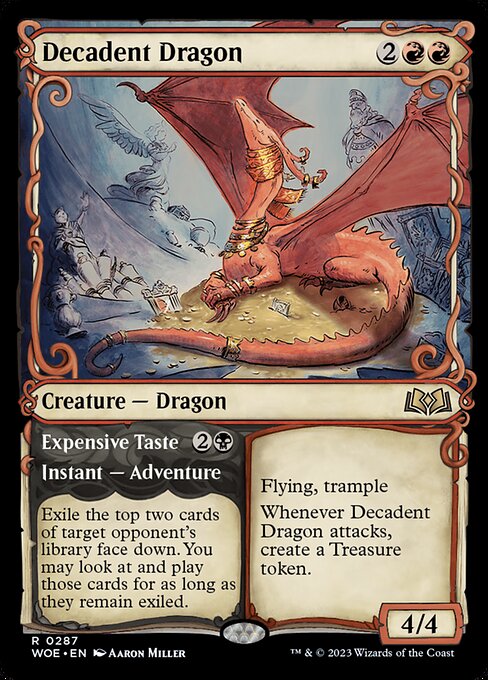 MTG Decadent Dragon // Expensive Taste WOE 287 Showcase Adventure Foil
