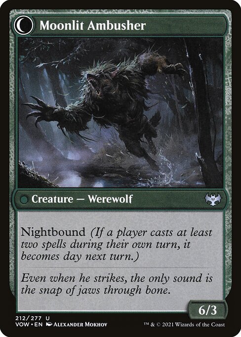 MTG Oakshade Stalker // Moonlit Ambusher VOW 212 Standard Foil reverse