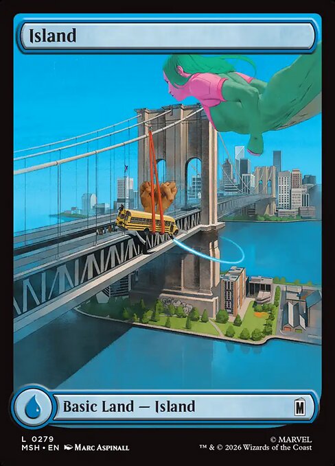 MTG Island MSH 279 Full Art City Land Foil