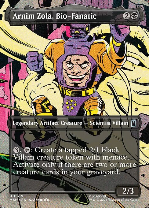 MTG Arnim Zola, Bio-Fanatic MSH 319 Borderless Scene Nonfoil