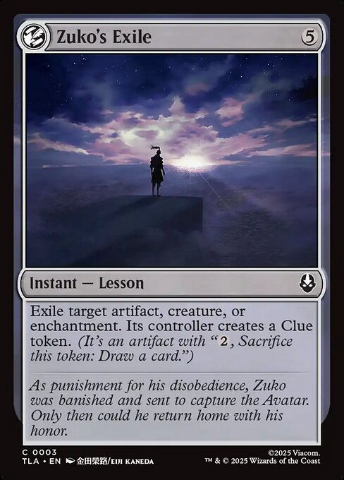 MTG Zuko's Exile TLA 003 Regular Nonfoil