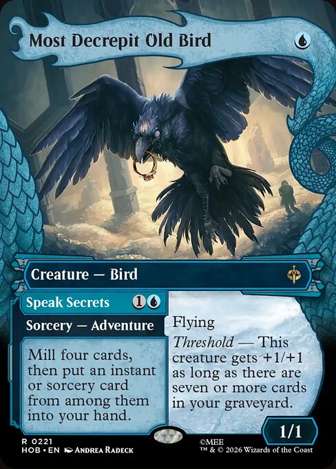 MTG Most Decrepit Old Bird // Speak Secrets HOB 221 Alternate Art Foil