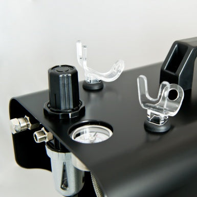 Sparmax TC-620X compressor connections, gauges and airbrush holders