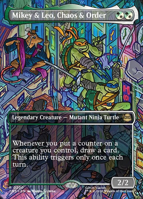 MTG Mikey & Leo, Chaos & Order TMT 200 Borderless Scene Foil