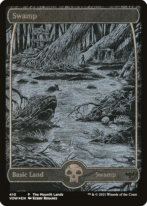 MTG Swamp VOW 410 Moonlit Land Etched Foil front