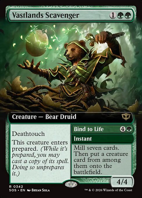 MTG Vastlands Scavenger // Bind to Life SOS 342 Extended Art Foil