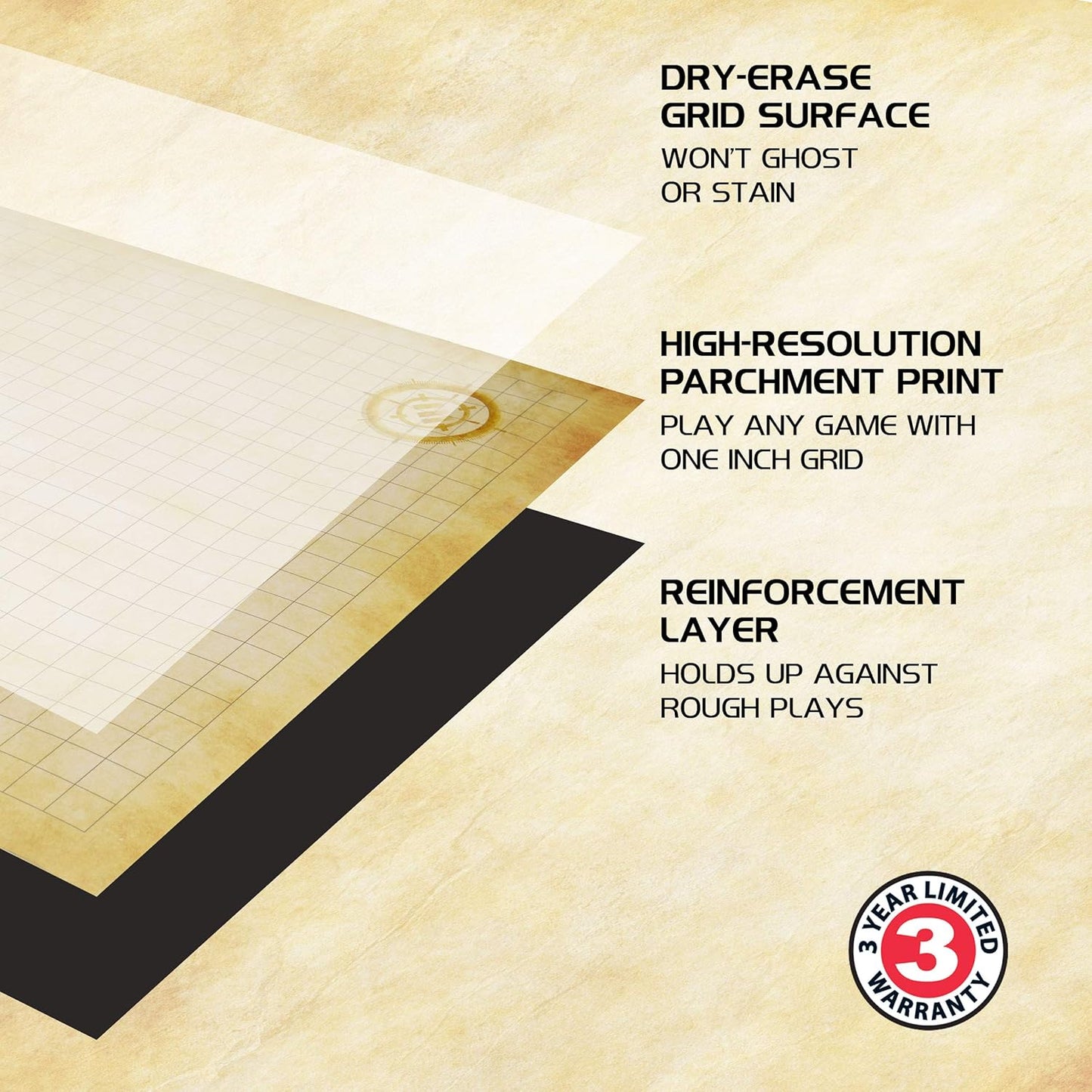 Enhance Tabletop - RPG Grid Mat Campaign Kit Parchment