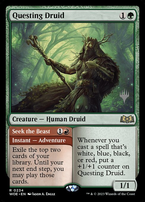 MTG Questing Druid // Seek the Beast PWOE 234p Promo Pack Foil