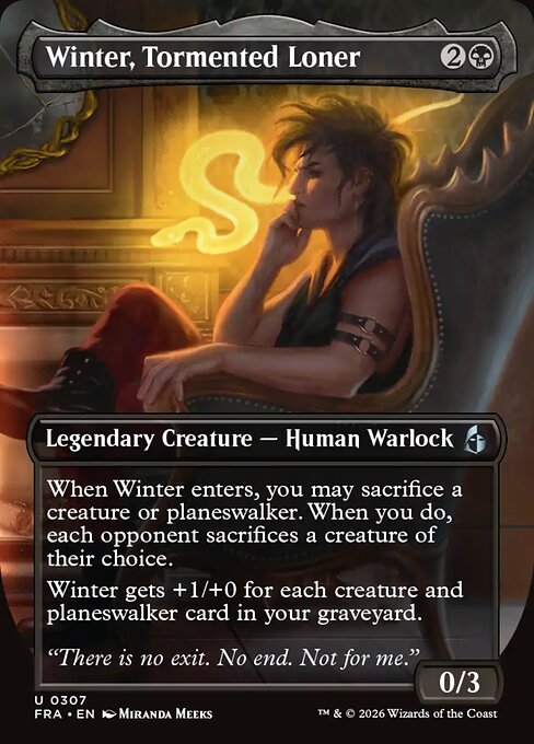 MTG Winter, Tormented Loner FRA 307 Borderless Echoed Pairs Foil front