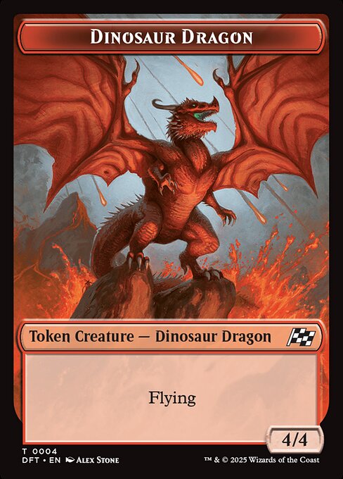 MTG Dinosaur Dragon Token DFT 004 Token Foil