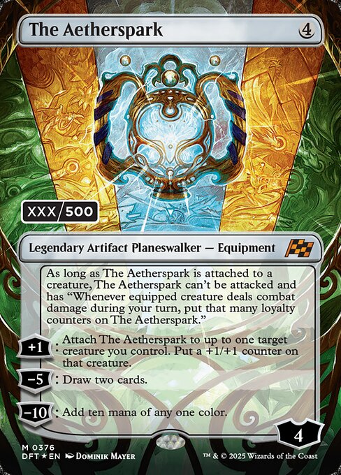 MTG The Aetherspark DFT 376 Borderless Headliner Serialized Double Rainbow Foil