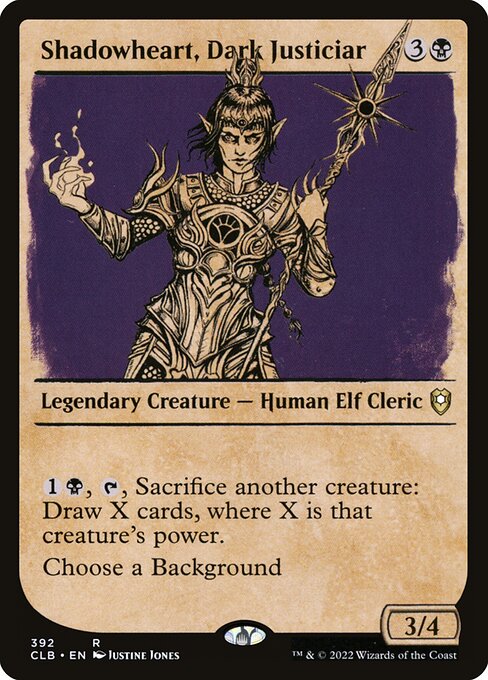 MTG Shadowheart, Dark Justiciar CLB 392 Showcase Rulebook Foil