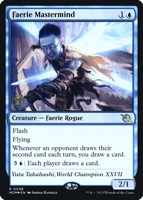 MTG Faerie Mastermind PMOM 058s Prerelease Foil