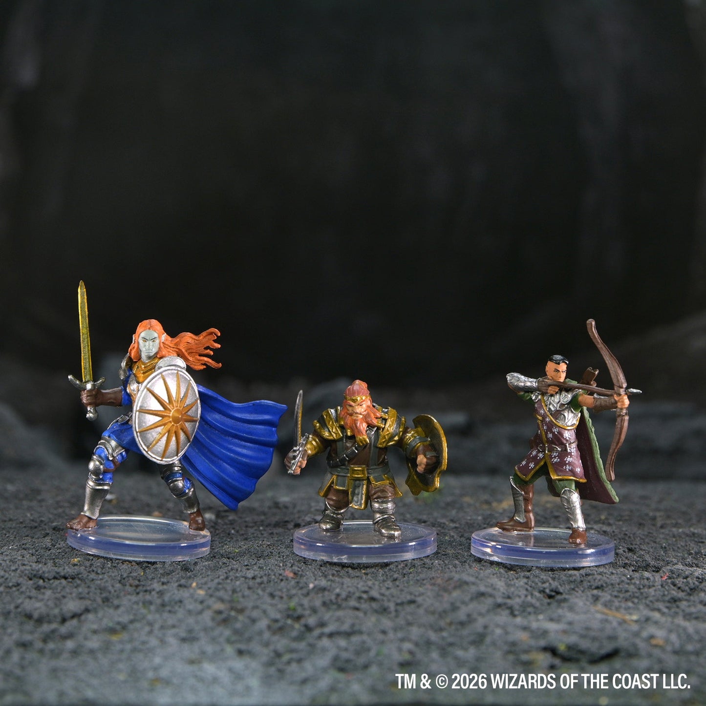 Dragonborn Monk, Gnome Warlock and Aasimar Wizard miniatures