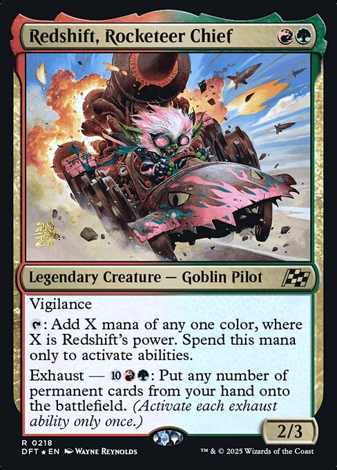 MTG Redshift, Rocketeer Chief PDFT 218s Prerelease Foil