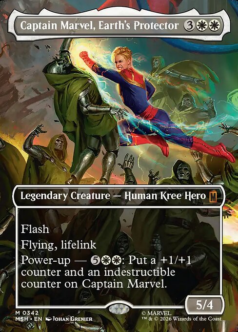 MTG Captain Marvel, Earth's Protector MSH 342 Borderless Scene Foil