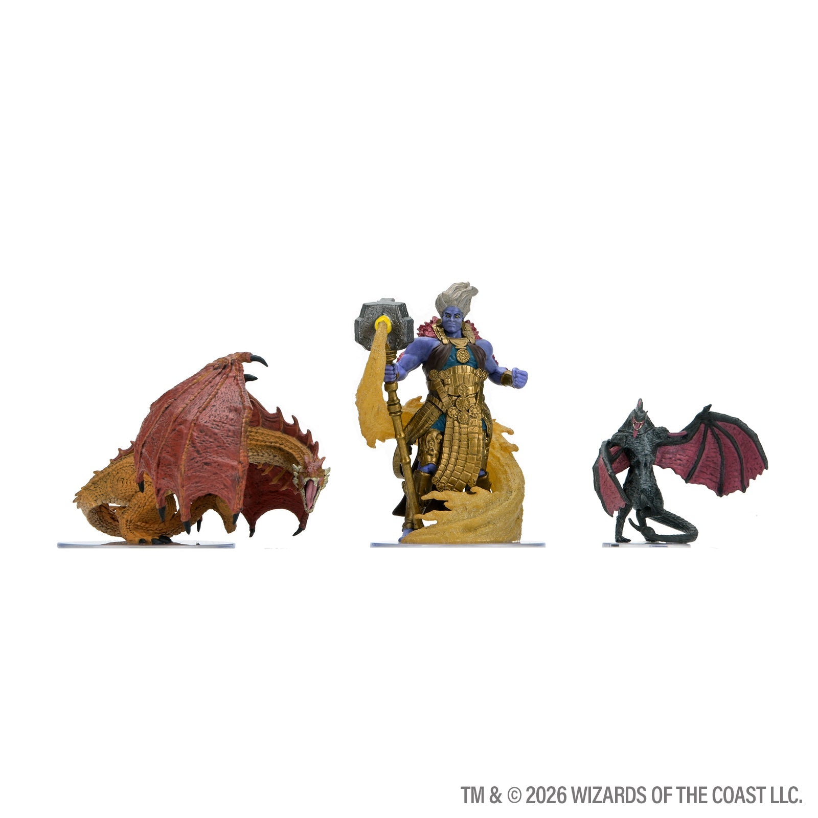 D&D Adventures in Faerûn red dragon and armoured character miniatures