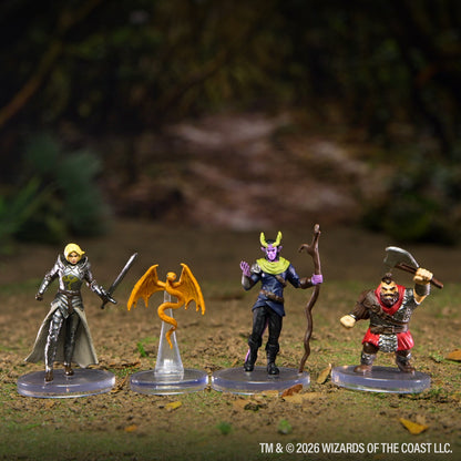 D&D Adventures in Faerûn fantasy character miniatures in a forest