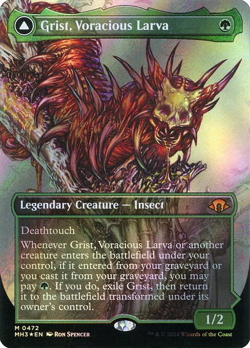 MTG Grist, Voracious Larva // Grist, the Plague Swarm MH3 472 Textured Foil Borderless DFC Planeswalker Textured Foil