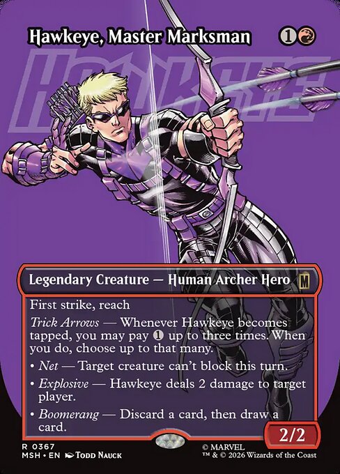 MTG Hawkeye, Master Marksman MSH 367 Borderless Logo Foil
