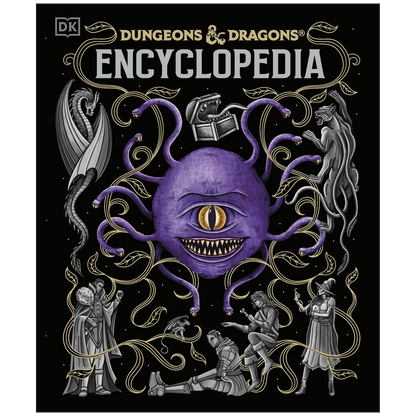 D&D Encyclopedia hardback front cover featuring a purple beholder and fantasy characters