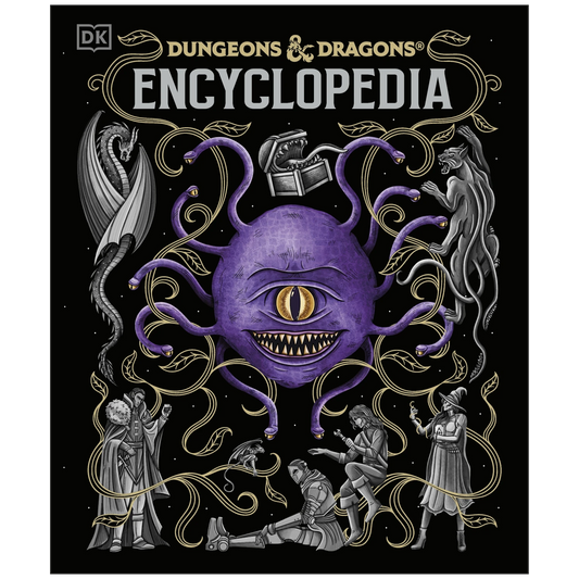 D&D Encyclopedia hardback front cover featuring a purple beholder and fantasy characters