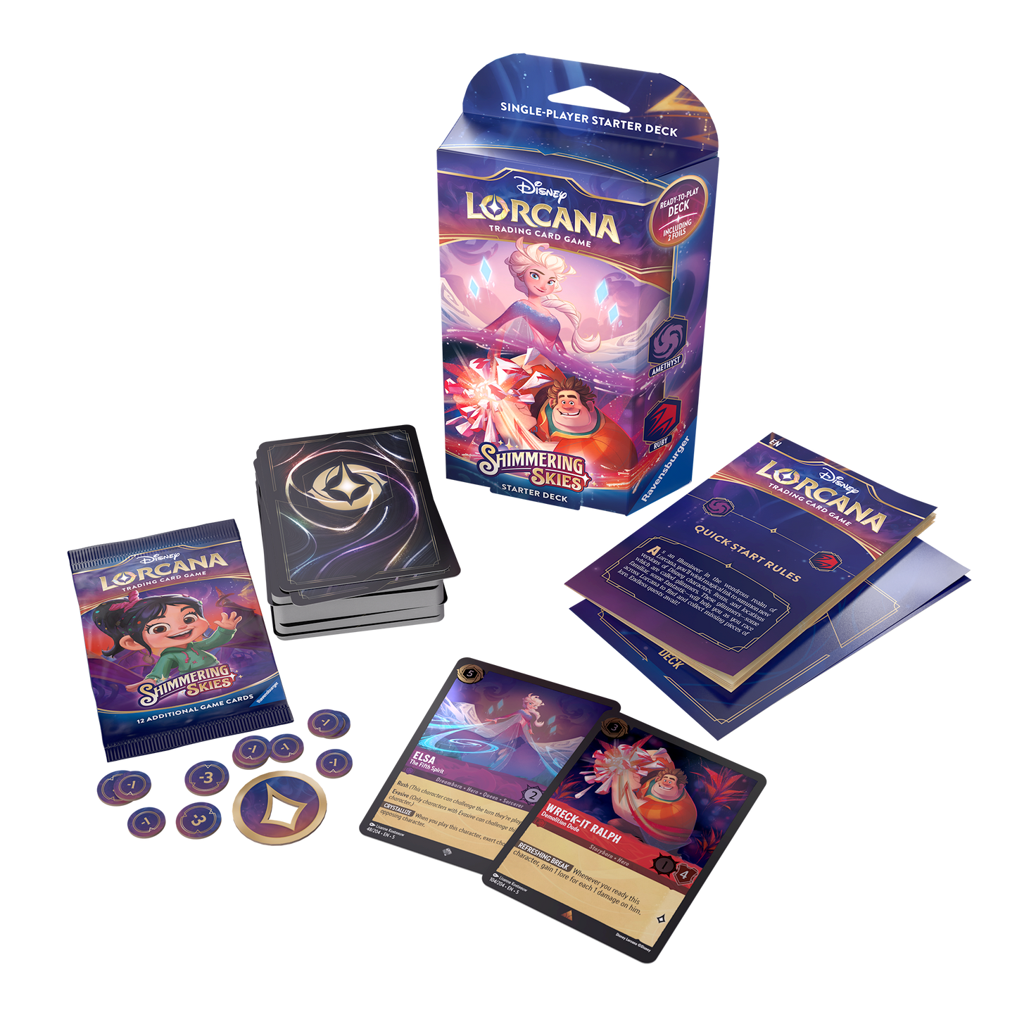 Lorcana Shimmering Skies - Single Player Deck Amethyst & Ruby (Elsa & Wreck-it Ralph)