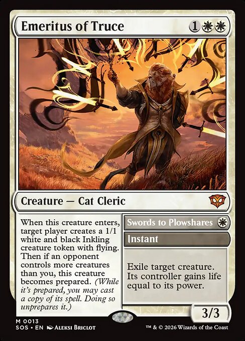 MTG Emeritus of Truce // Swords to Plowshares SOS 013 Regular Foil