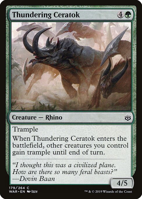 MTG Thundering Ceratok WAR 179 Standard Nonfoil front