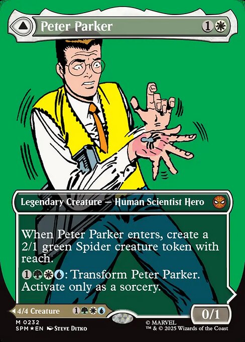 MTG Peter Parker // Amazing Spider-Man SPM 232 Borderless Classic Comic Foil