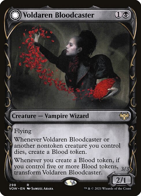 MTG Voldaren Bloodcaster // Bloodbat Summoner VOW 298 Showcase Fang Foil front