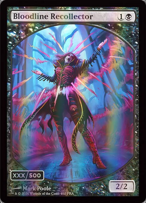 MTG Bloodline Recollector // Ancestral Craving FRA 402 Serialized Headliner Double Rainbow Foil front