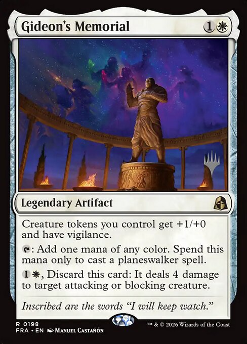 MTG Gideon's Memorial PFRA 198P Promo Pack Nonfoil front