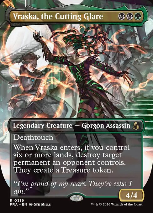 MTG Vraska, the Cutting Glare FRA 319 Borderless Echoed Pairs Foil front
