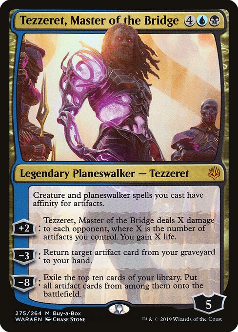 MTG Tezzeret, Master of the Bridge WAR 275 Buy-a-Box Promo Foil front