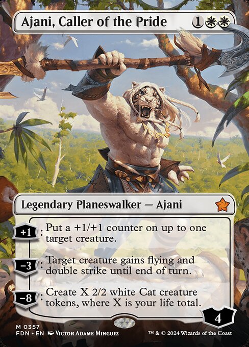 MTG Ajani, Caller of the Pride FDN 357 Borderless Foil