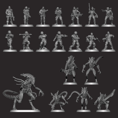 Operation Leading Edge miniatures set with Colonial Marines and Xenomorphs