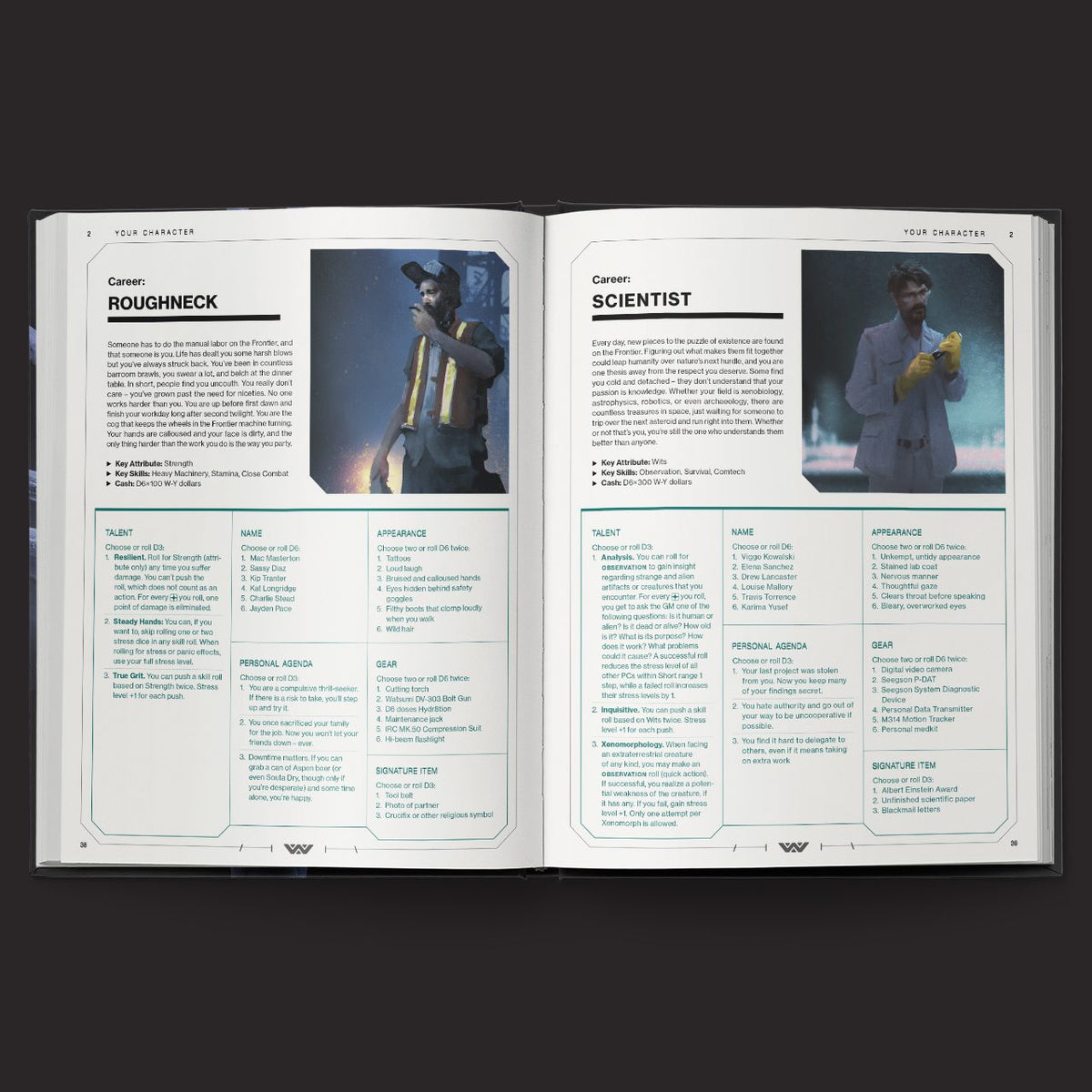 ALIEN RPG Evolved Edition Core Rulebook interior rules and artwork spread 1