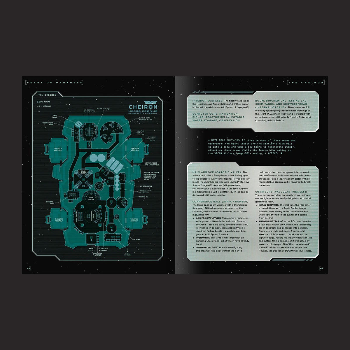 ALIEN RPG Heart of Darkness interior rules and artwork spread 4