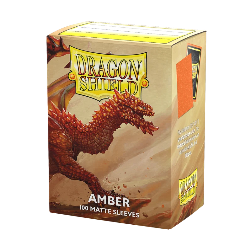 Dragon Shield Amber Matte Sleeves storage box angled product view