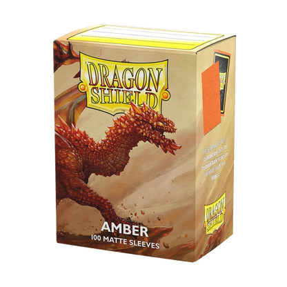 Dragon Shield Amber Matte Sleeves storage box angled product view