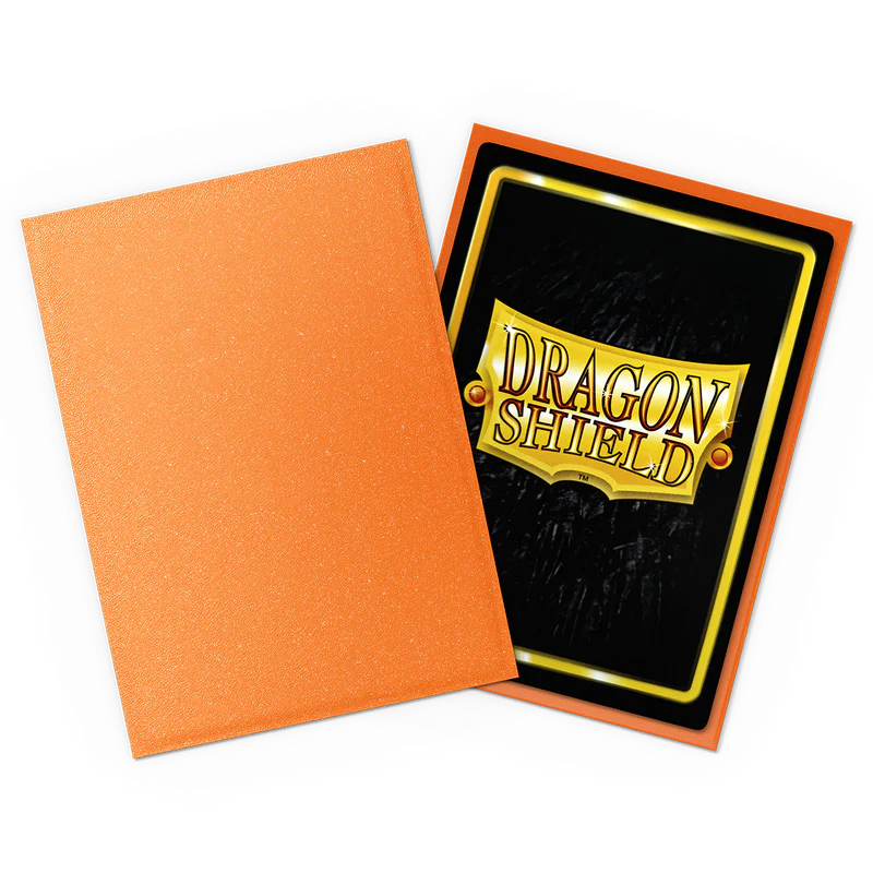Dragon Shield Amber Matte Sleeve front and textured sparkling back